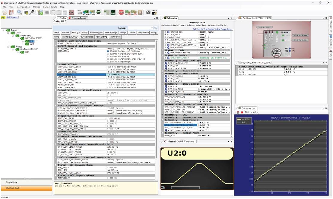 Figure 4. ADI reference design for a 54 V-to-12 V system application connected to LTpowerPlay.